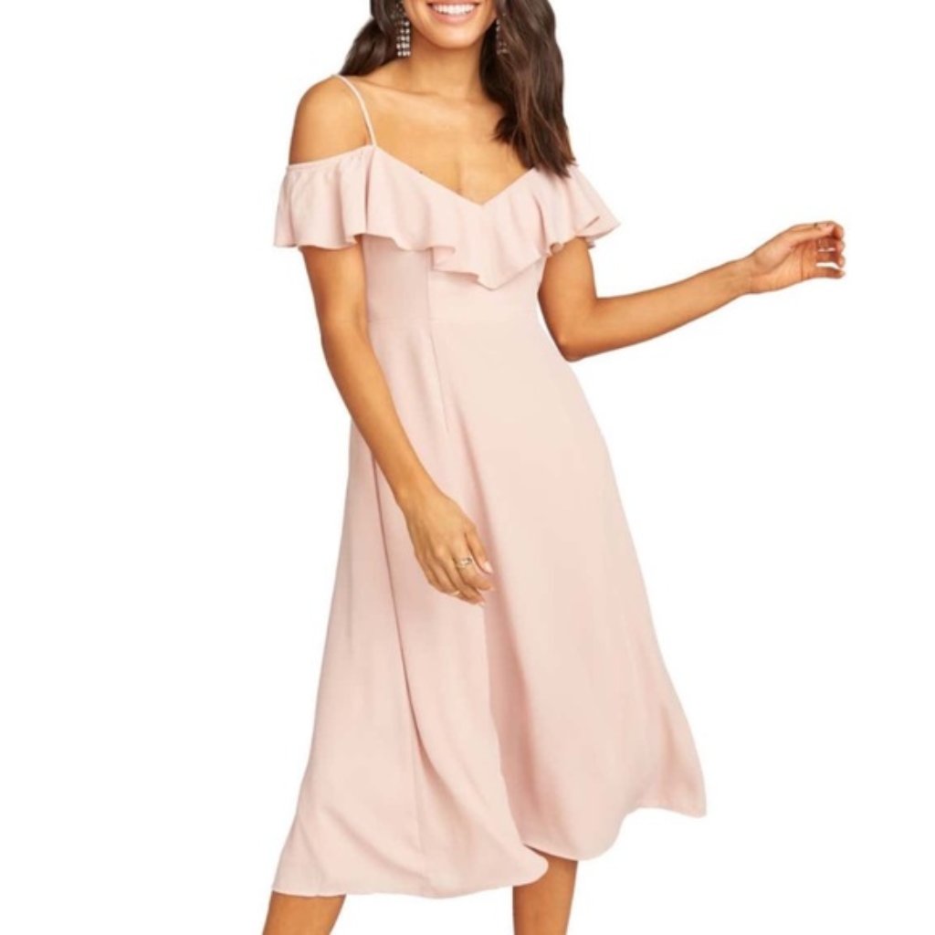 Show Me Your Mumu Camilla Ruffle Neck Tea Dress